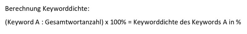 Formel zur Berechnung der Keyworddichte