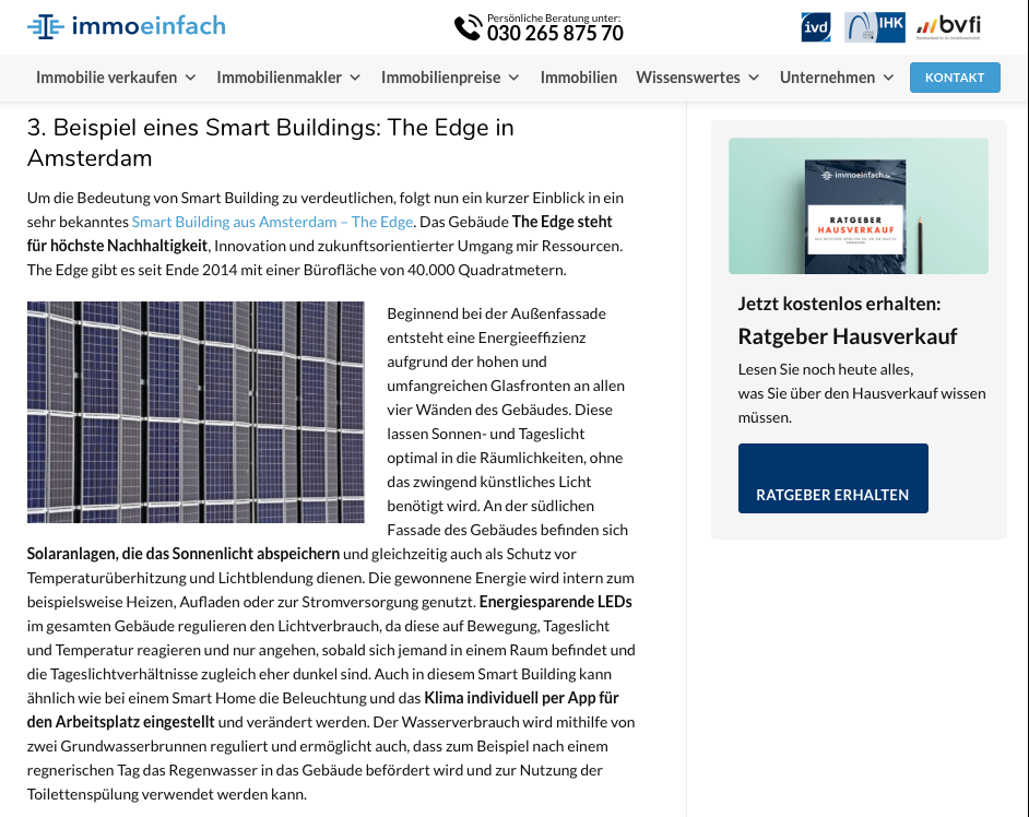 Textauszug Blogartikel zum Thema Smart Building immoeinfach